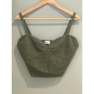 Wilfred Green Knit Sweetheart Neckline Cropped Tank Top Size 2XL